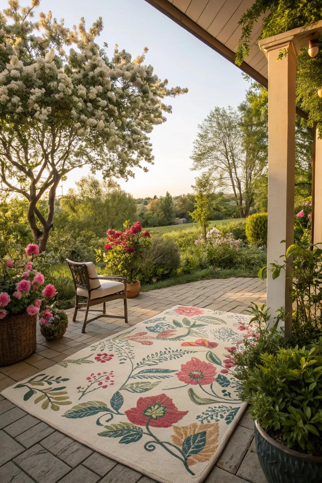 Floral patterns bring the garden to your patio.