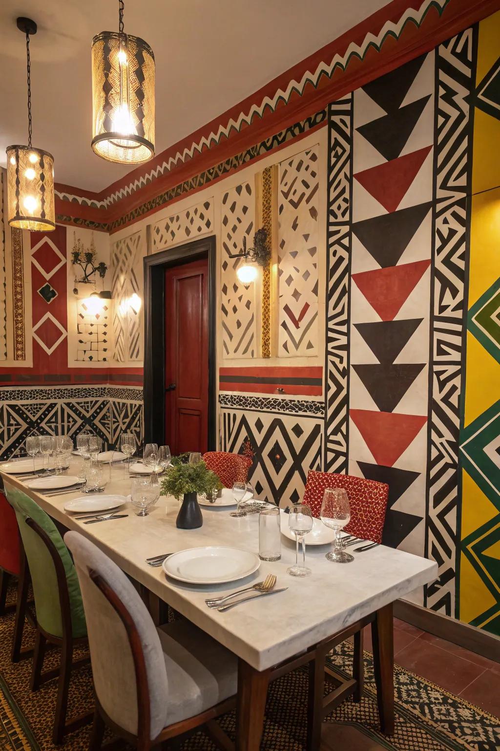 Daring patterns introduce a unique touch to your dining table.
