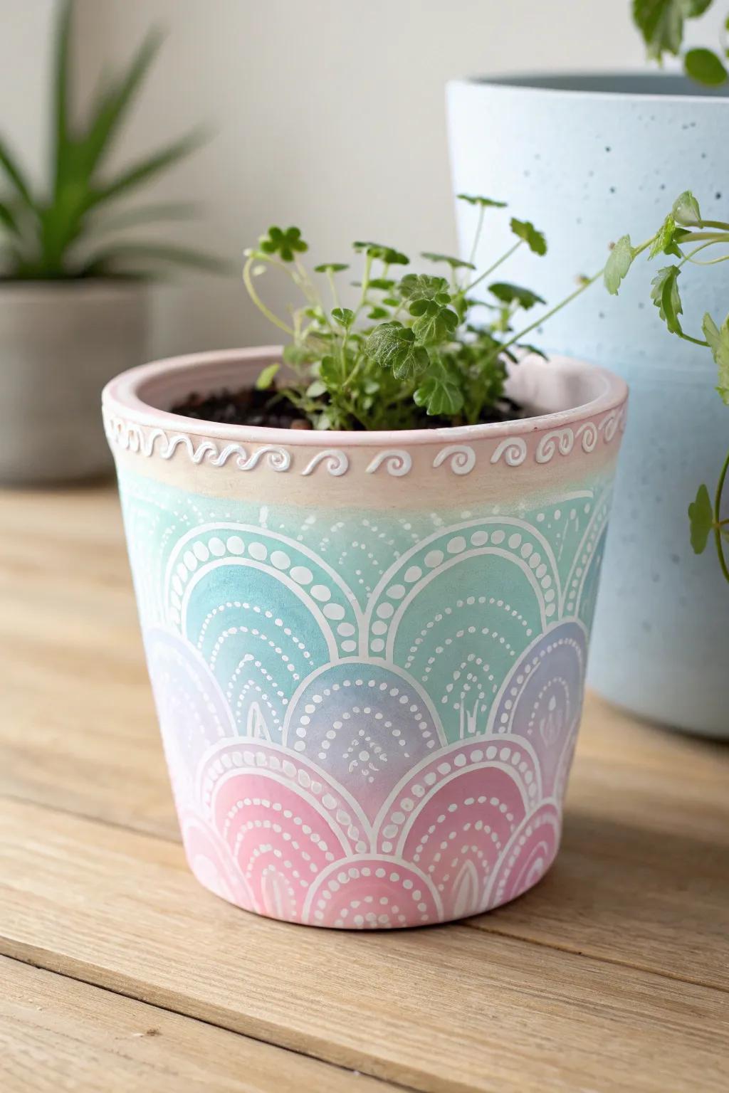 Infuse your garden with a hint of playful charm through these artisanal rainbow plant receptacles, perfectly suited for introducing a burst of color and allure.