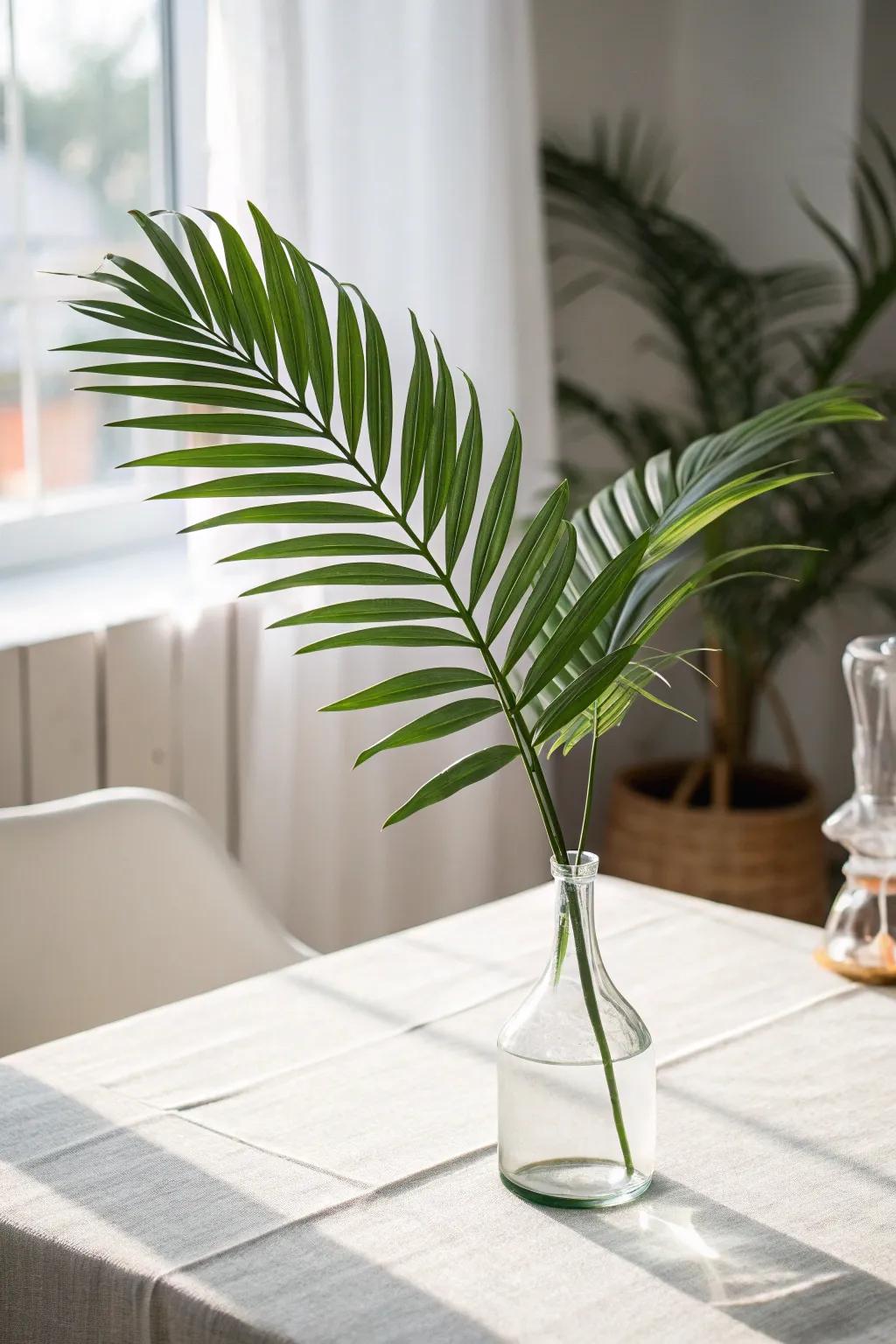 A lone palm frond makes a potent, minimalist declaration.