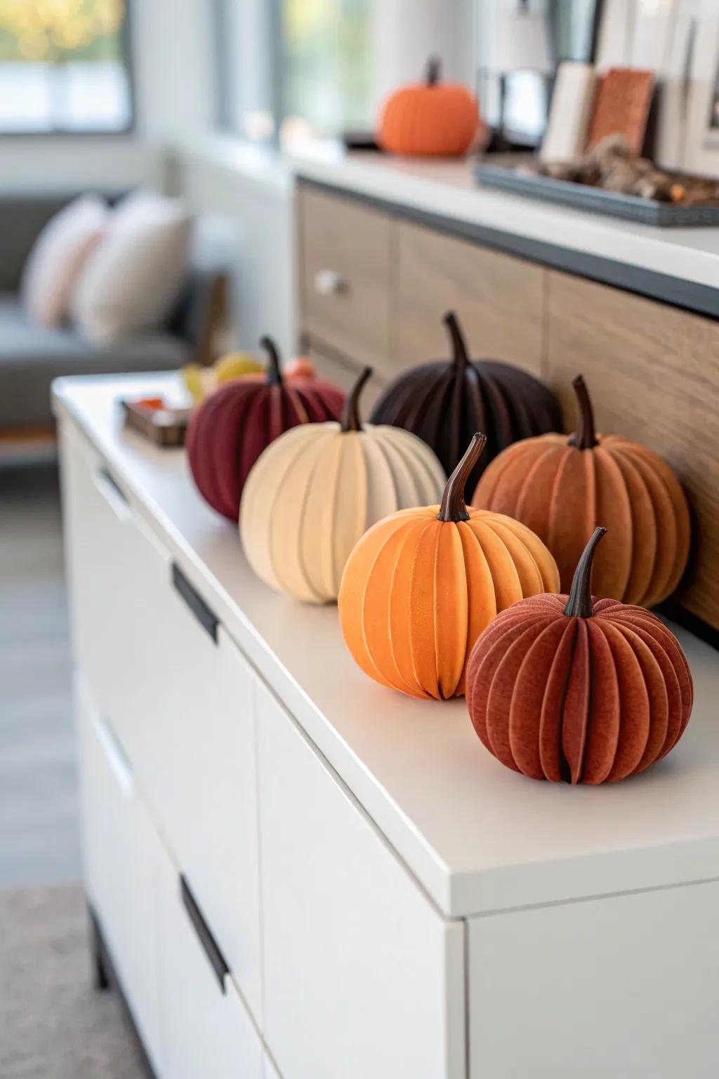 Fashionable ombre-effect simulated gourds for a contemporary impression.