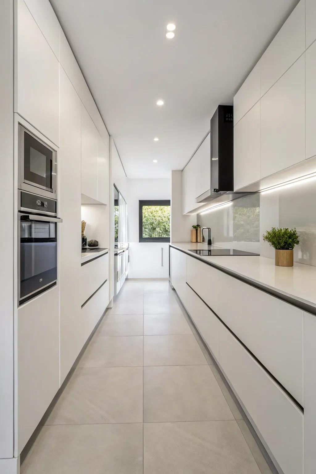Unadorned facade cabinets offer a refined and contemporary finish.