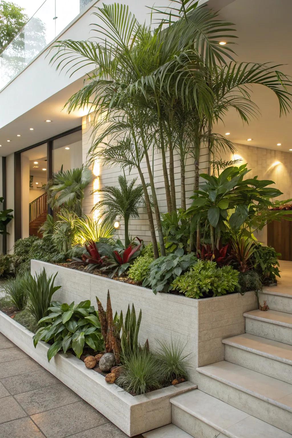 Create visual depth with a multi-level plant display.