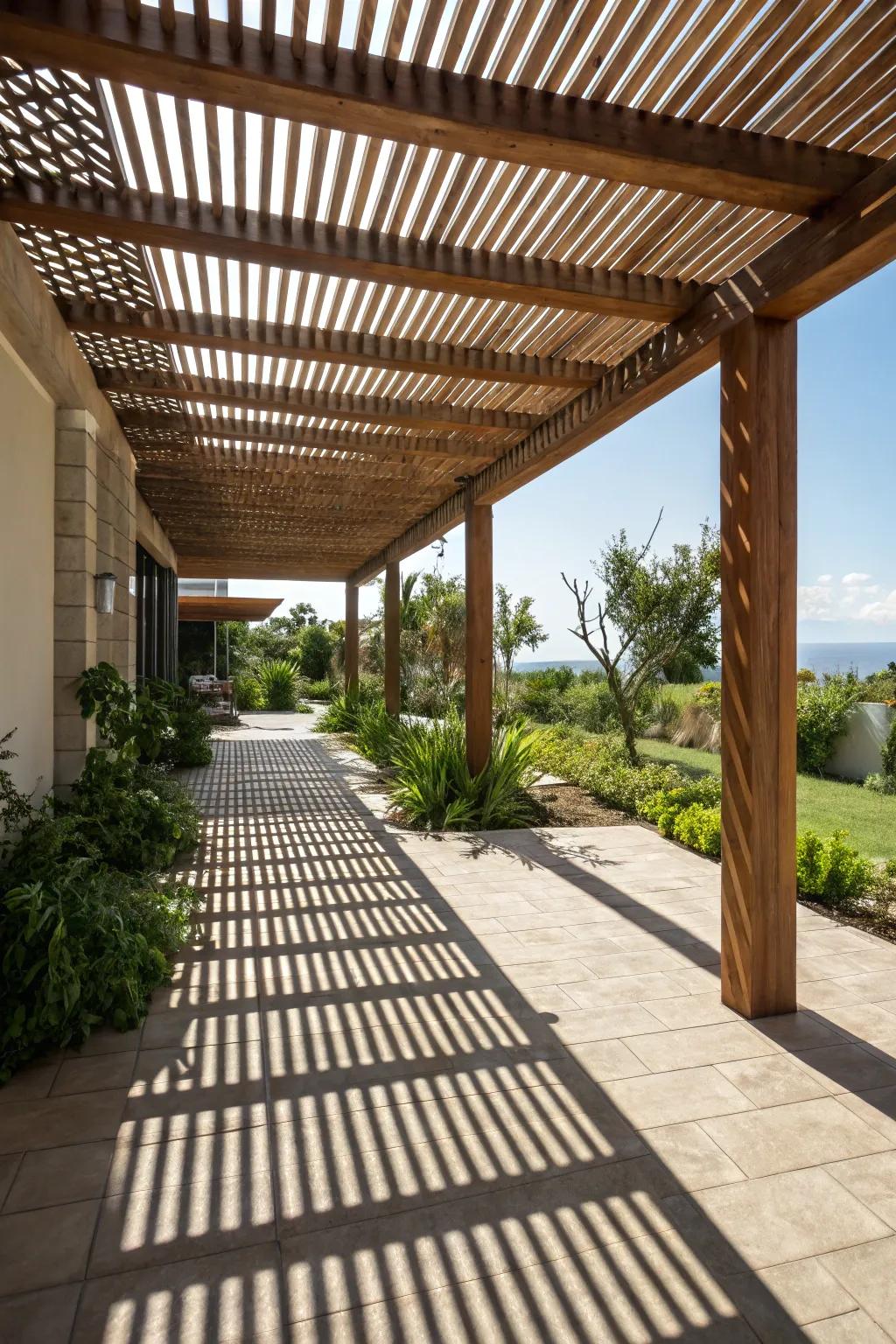 Louvered roofs bring rustic charm and partial shade to any patio.