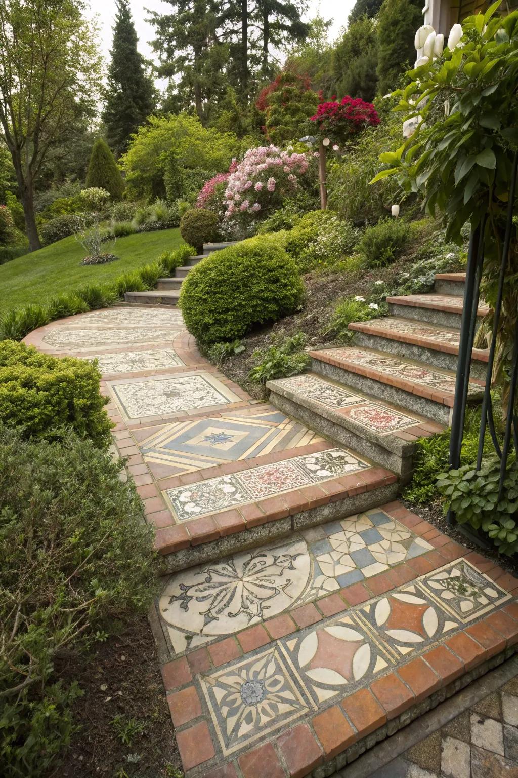 Paver patterns add artistic flair to your steps.