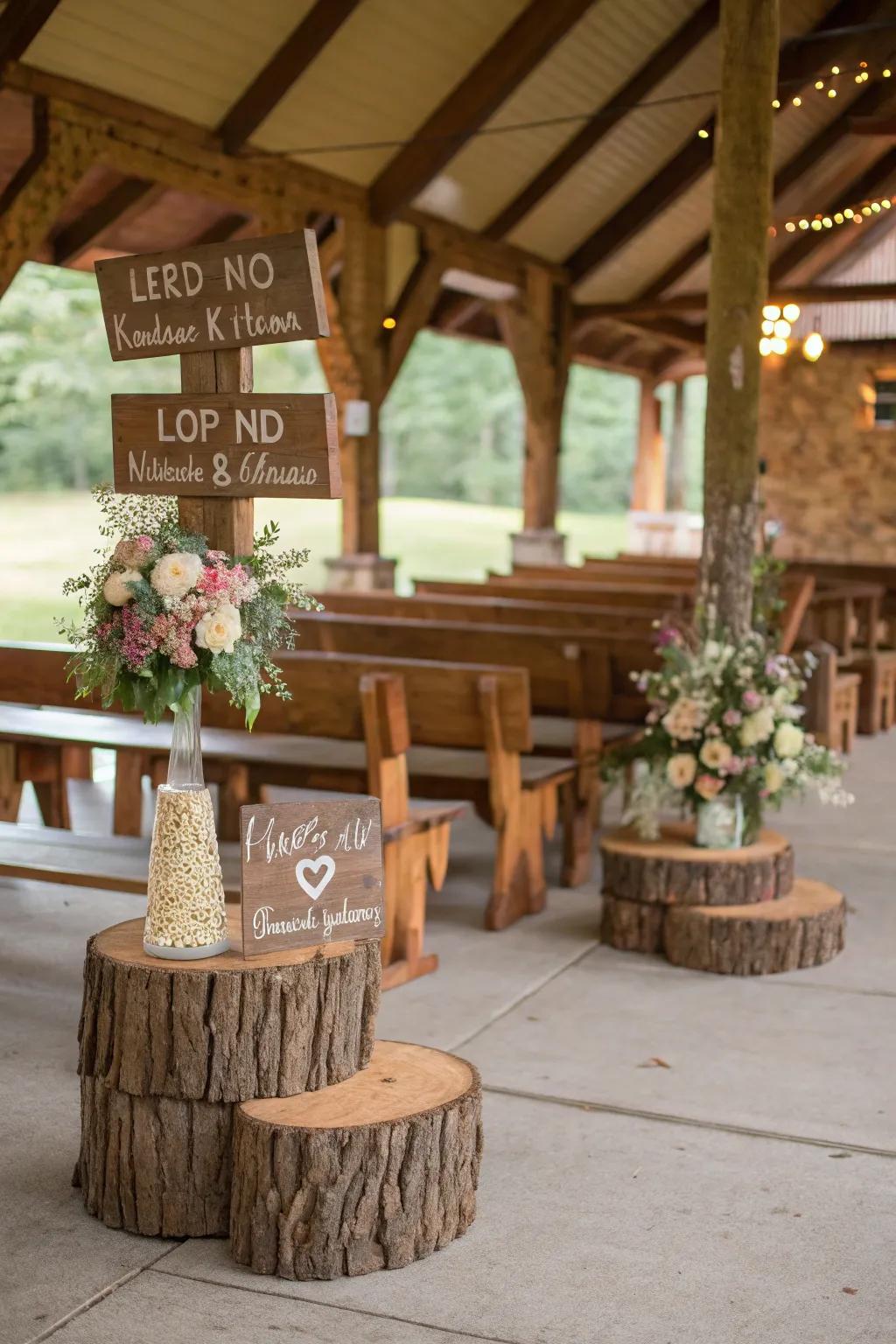 Natural timber features impart affection and appeal to the pavilion setting.