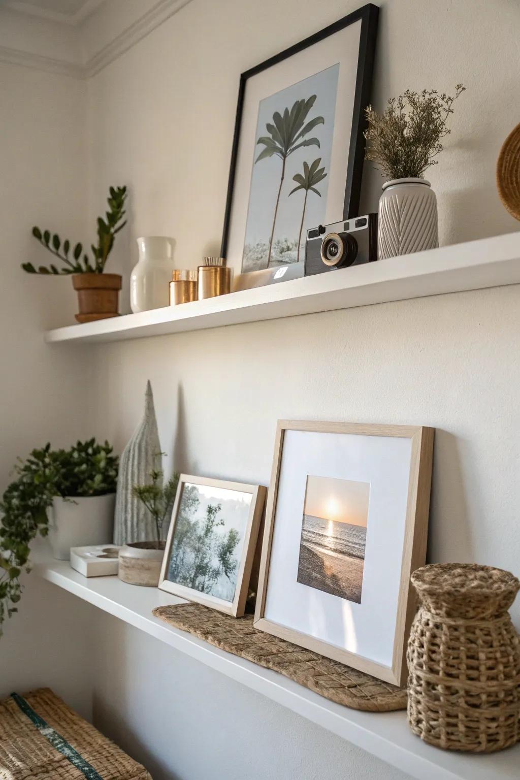 Embrace simplicity for a neat and sophisticated shelf.