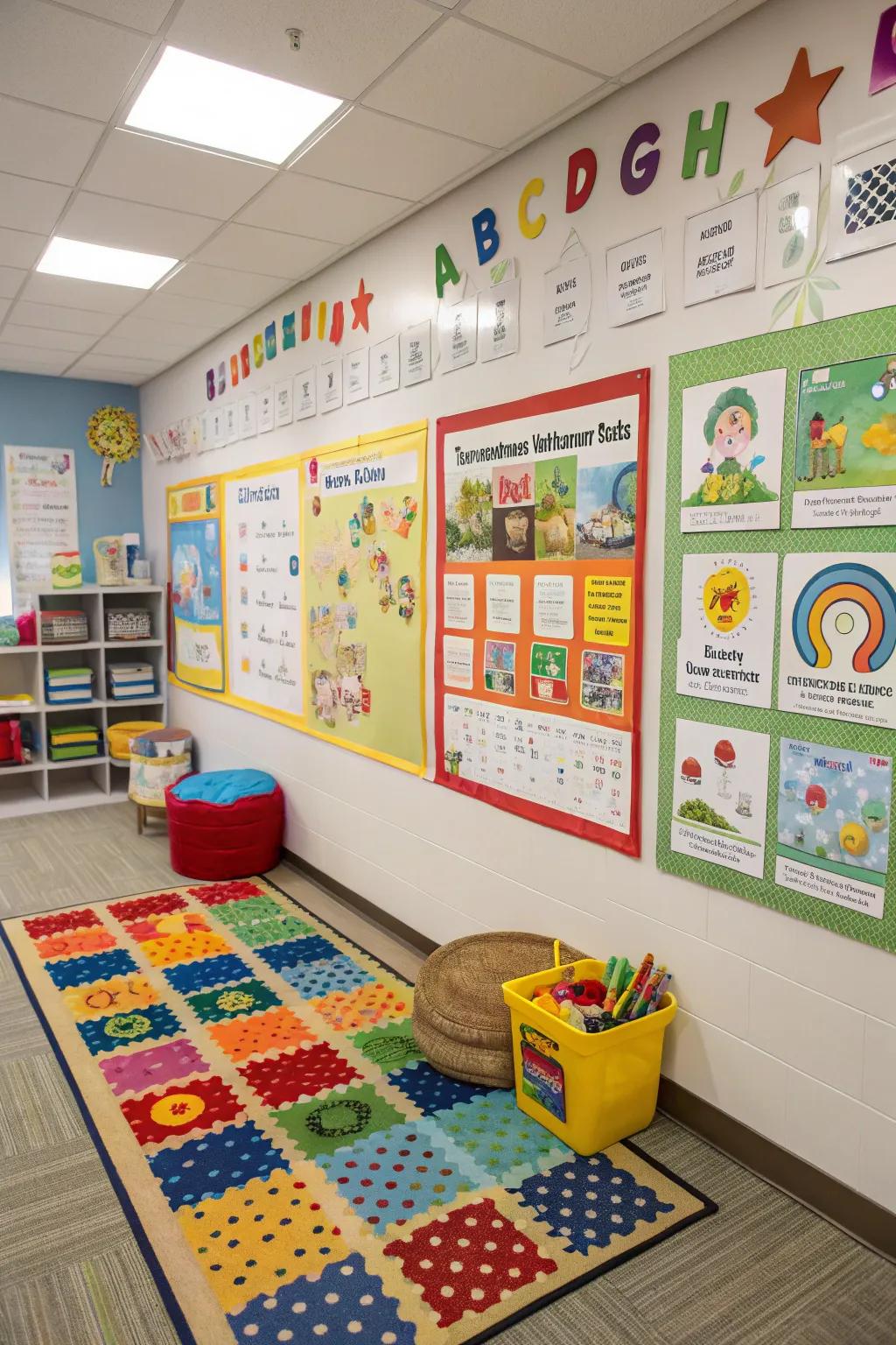 Learning and creativity are inspired using interactive wall decor.