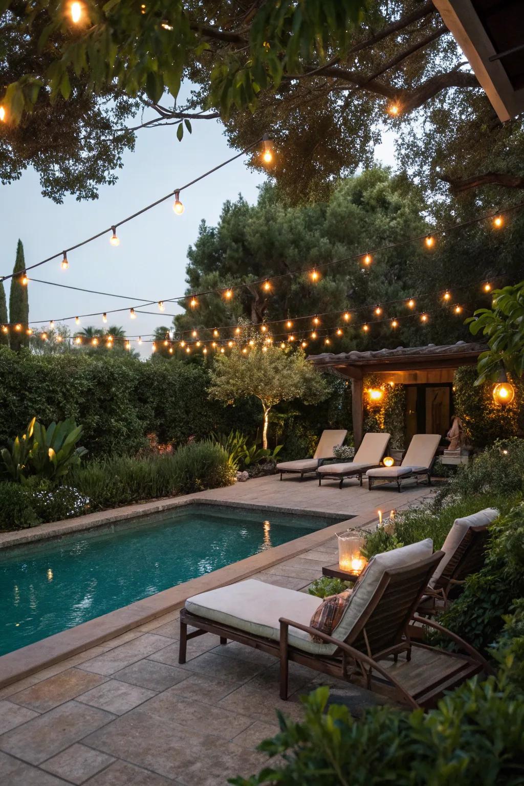 String lights inject a magical note into any poolside event.