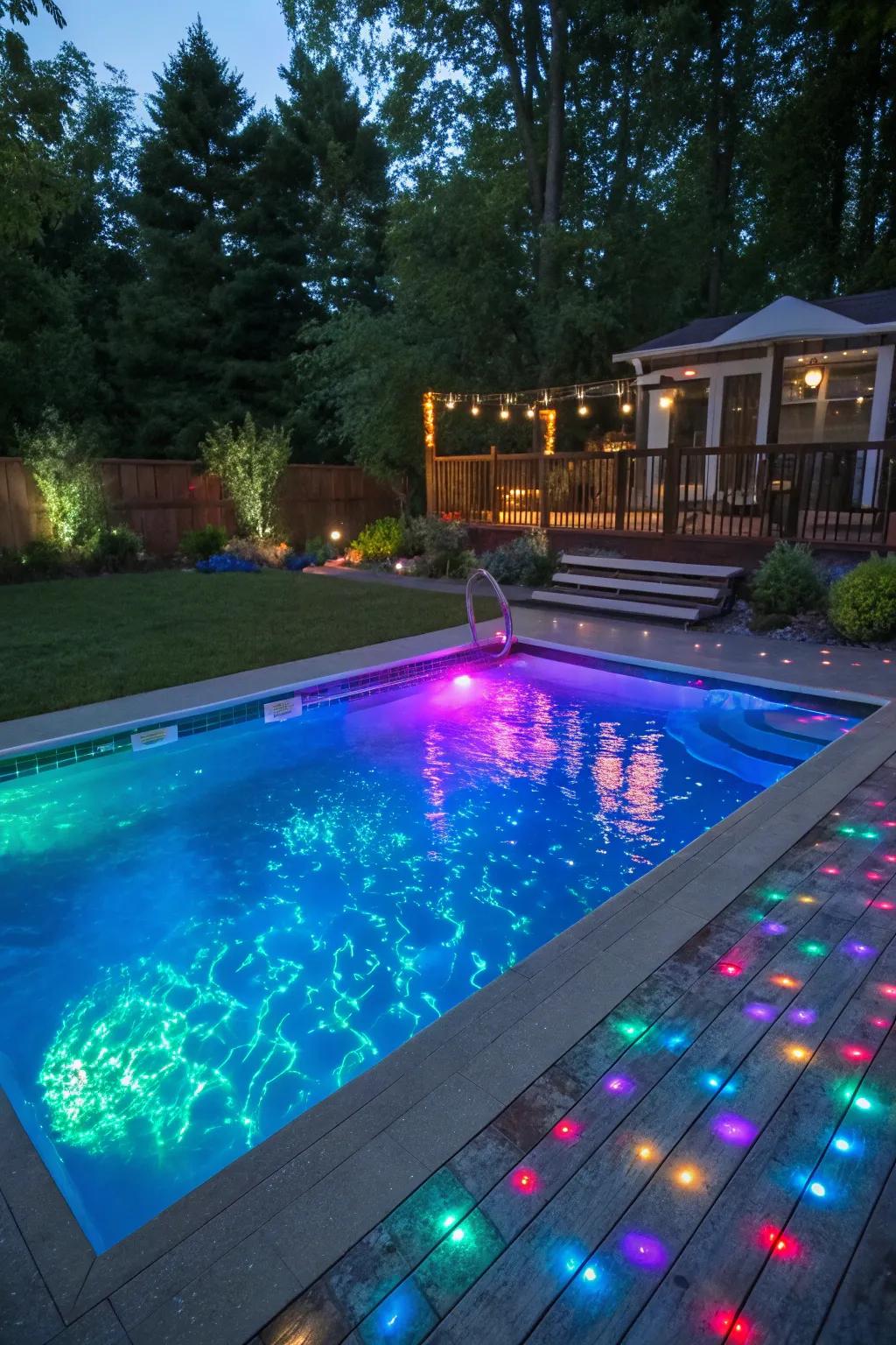 Imaginative lighting can turn your pool into a mesmerizing nighttime spectacle.