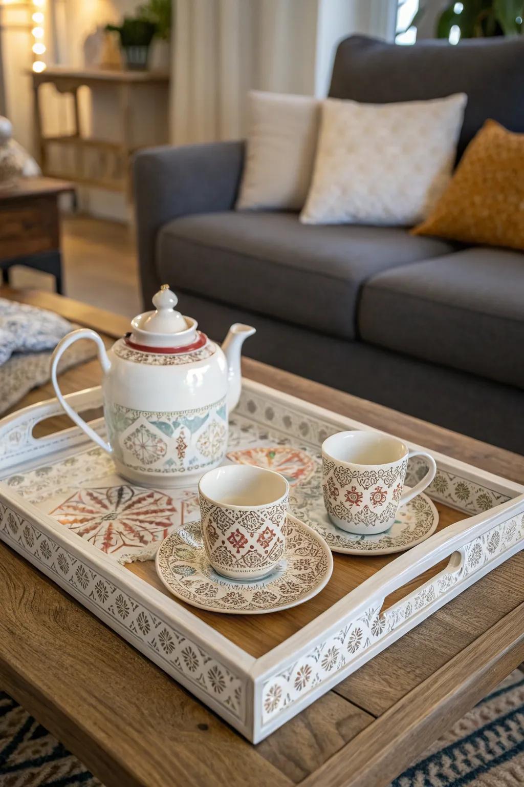 A fine china tray that merges beauty with utility.