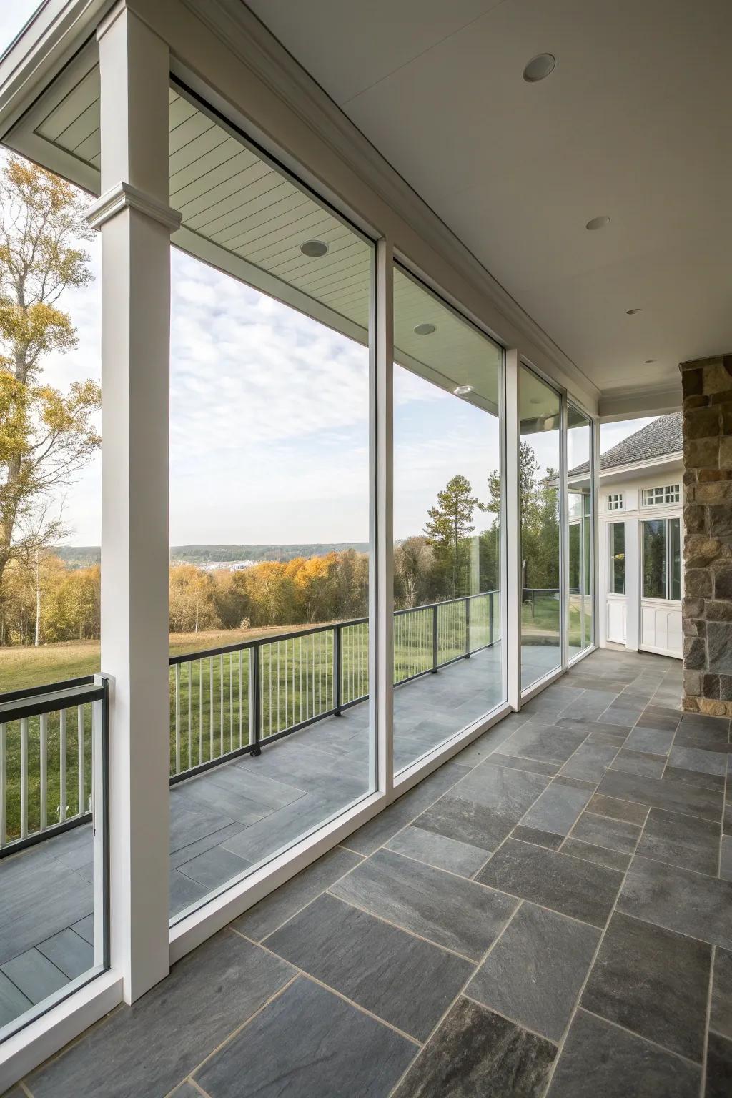 A state-of-the-art porch featuring crystal-accented knee walls.