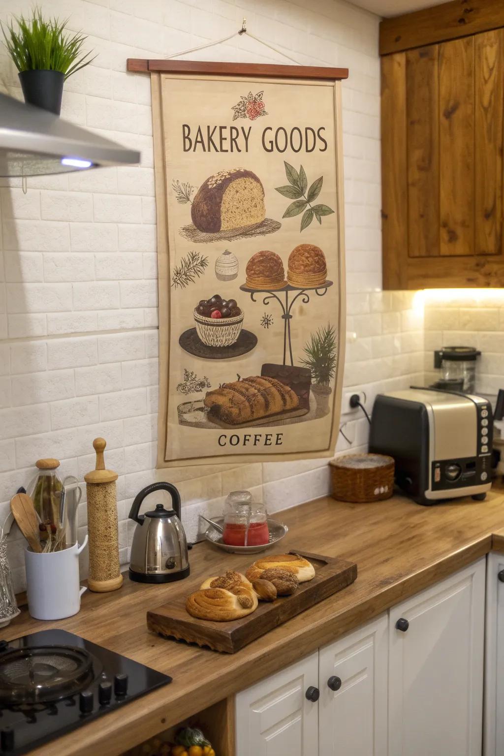 Food-inspired posters inject flavor into cooking areas.