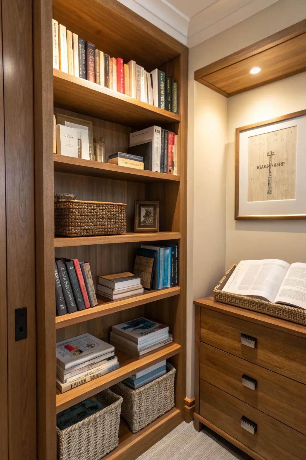Maintain your spiritual resources organized with orderly shelving.
