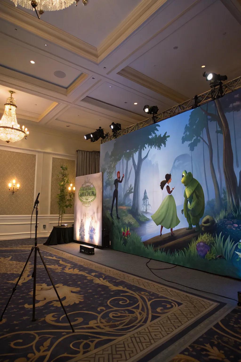 A dramatic backdrop brings the narrative vividly to life.