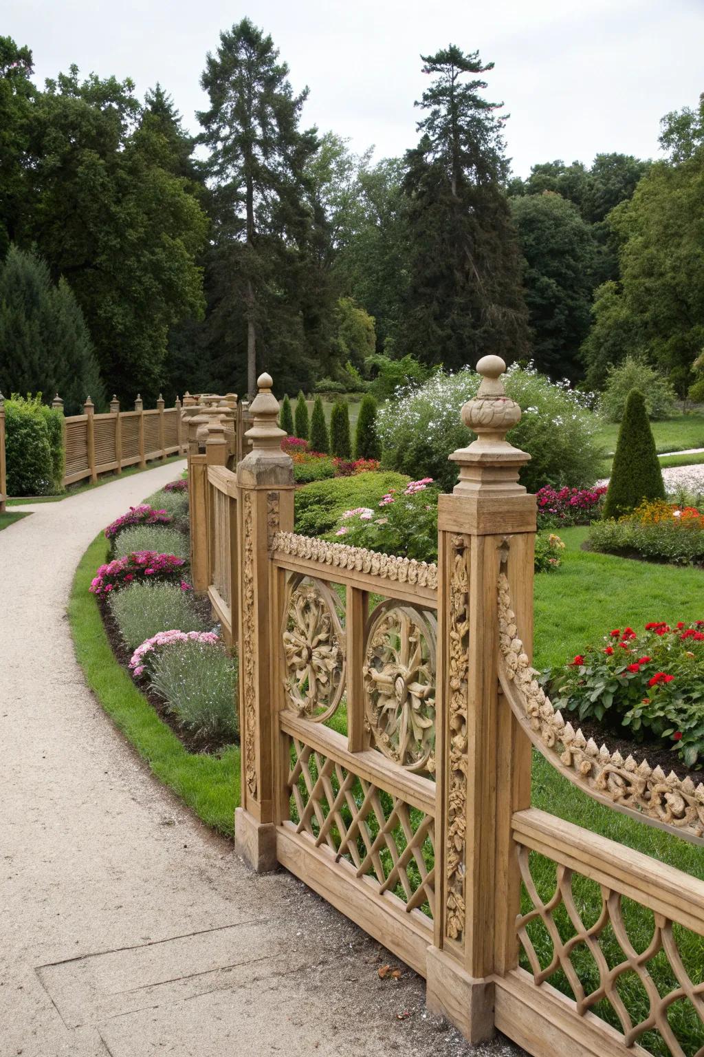 Decorative fence enhancing the garden's appeal.