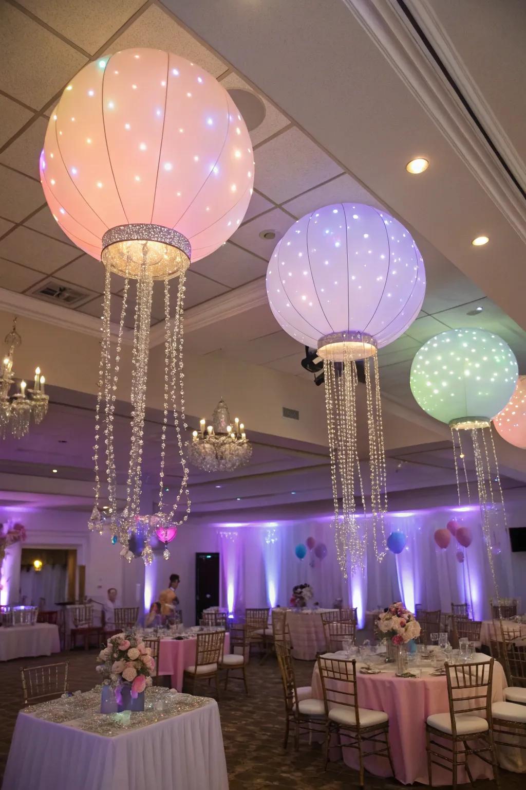 Balloon light fixtures add a touch of whimsy to the venue.