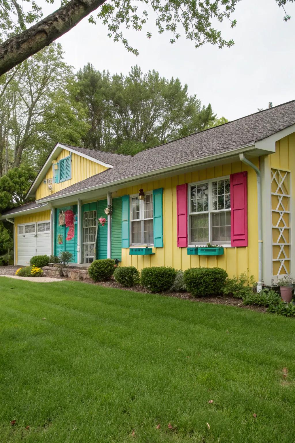 Decorative shutters add character and contrast.