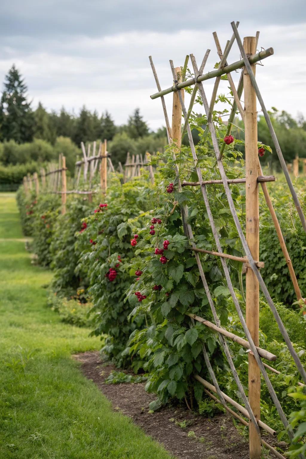 Bamboo trellises deliver an eco-friendly and naturally appealing look.