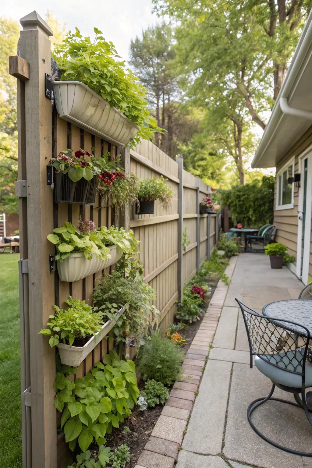 An upright garden fence infuses vitality and greenery into your home’s perimeter.