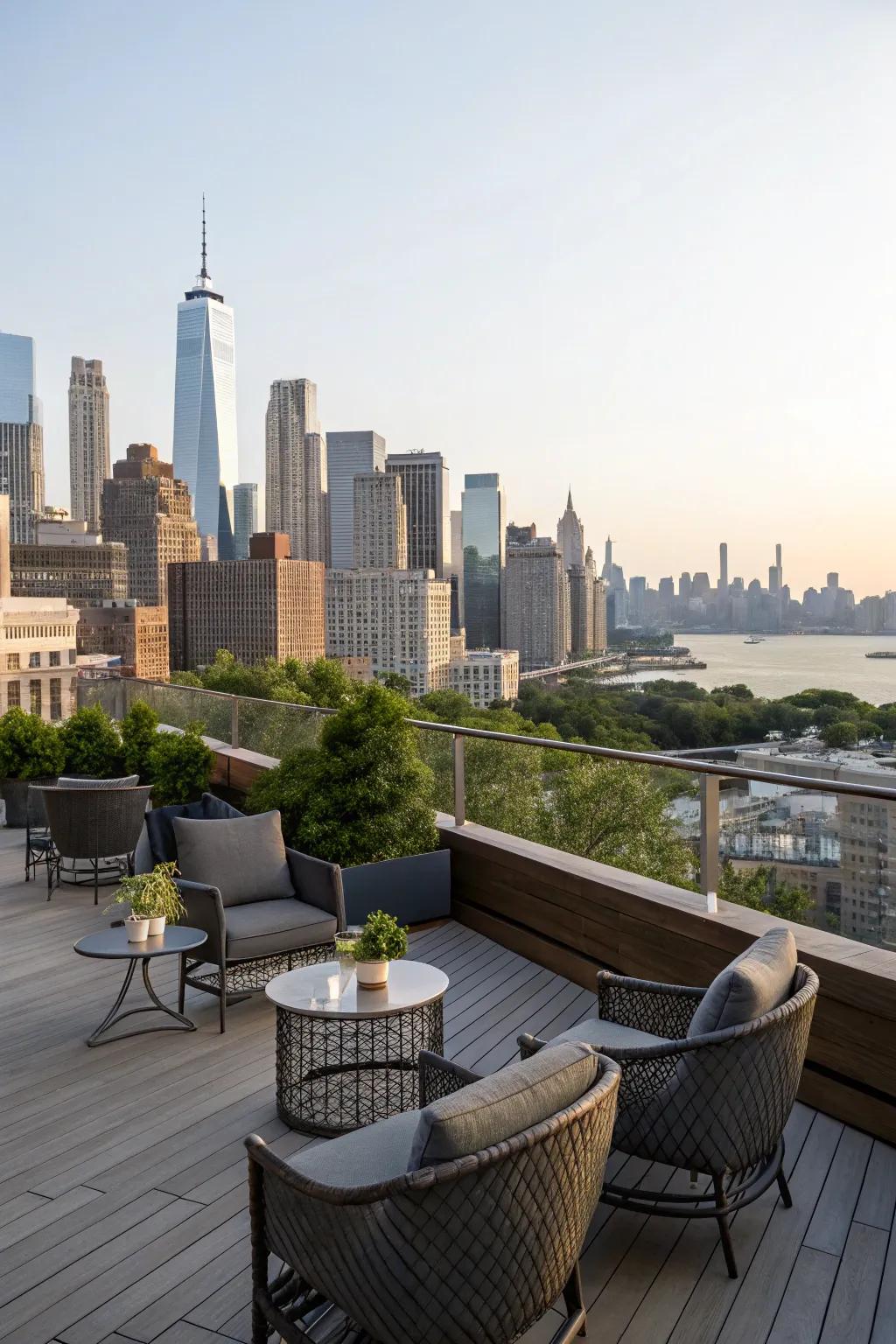 Maximize your rooftop deck by highlighting spectacular city views.