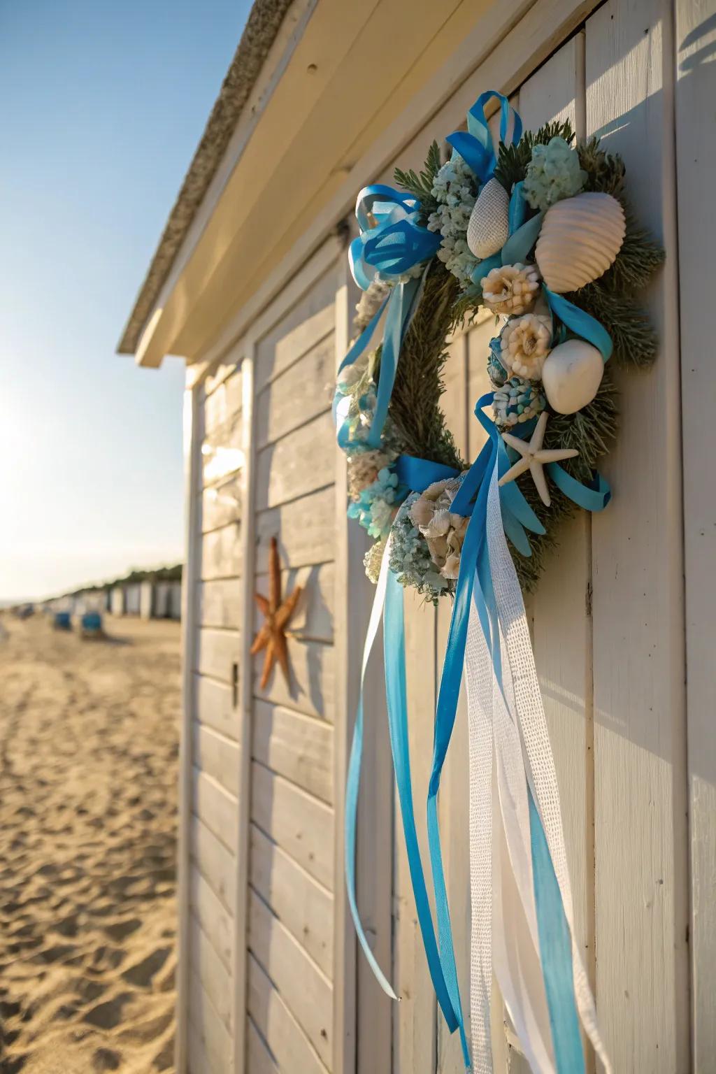 Experience the ocean's gentle breeze with a beach-themed wreath.