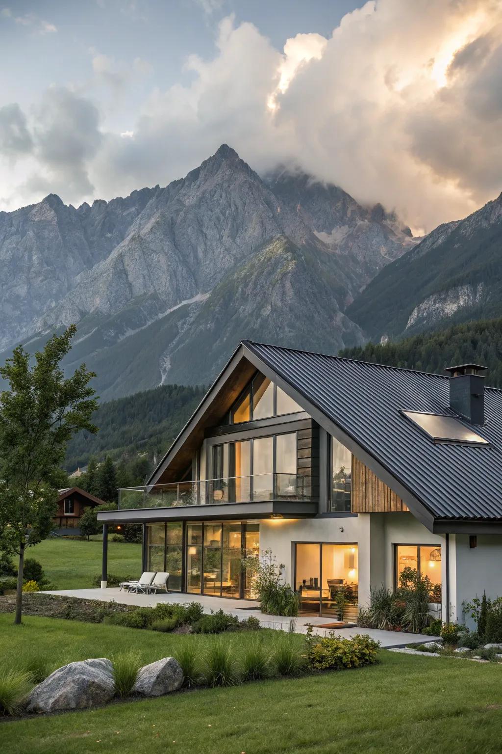 Sloping roofs offer both aesthetic appeal and practical drainage solutions.