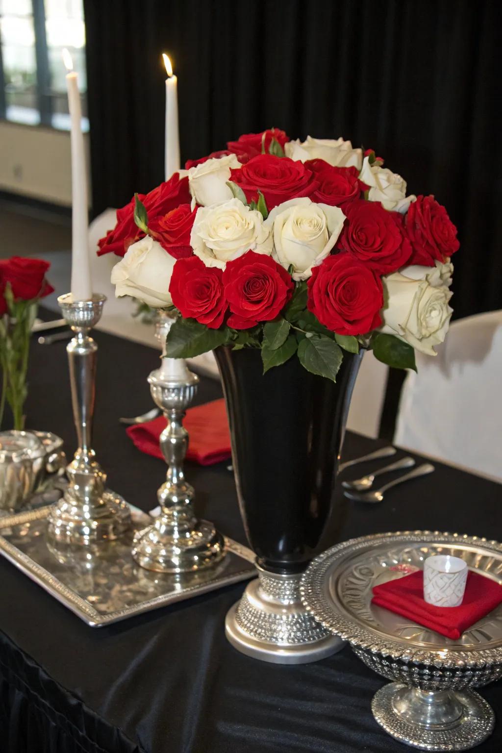 Striking Contrast with Roses and Ebony Highlights
