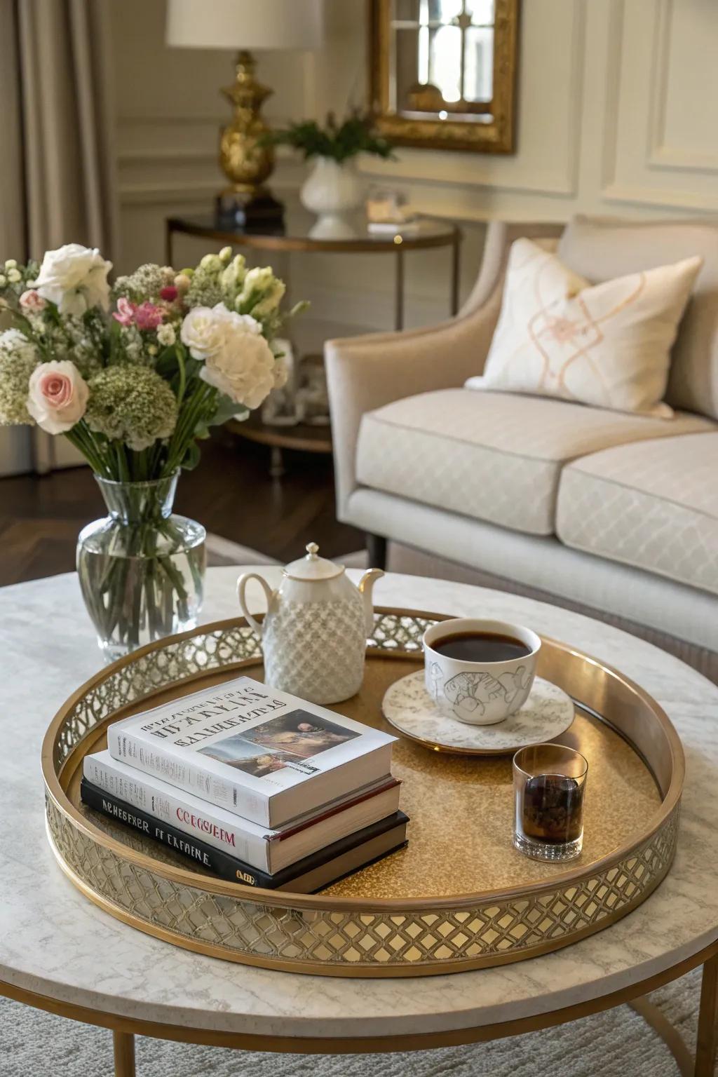 A tray keeps your table neat and stylish.