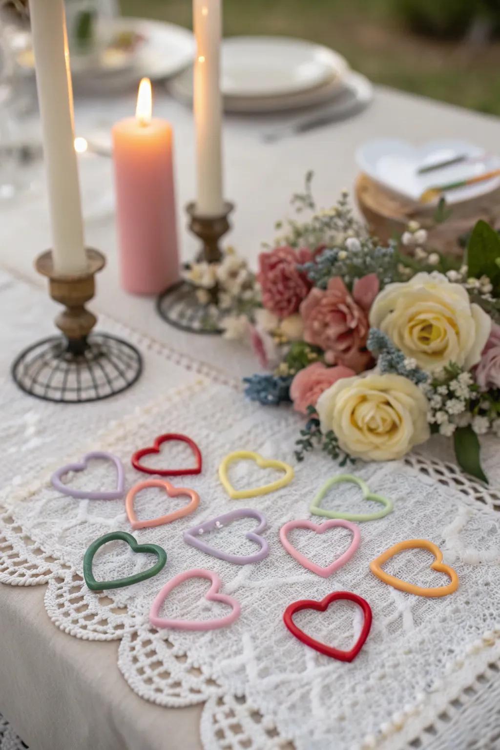 Heartfelt charm motifs intended to disseminate affection.