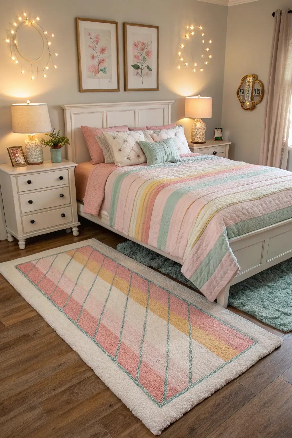Achieve harmony in your space through rugs that coordinate with your color palette.
