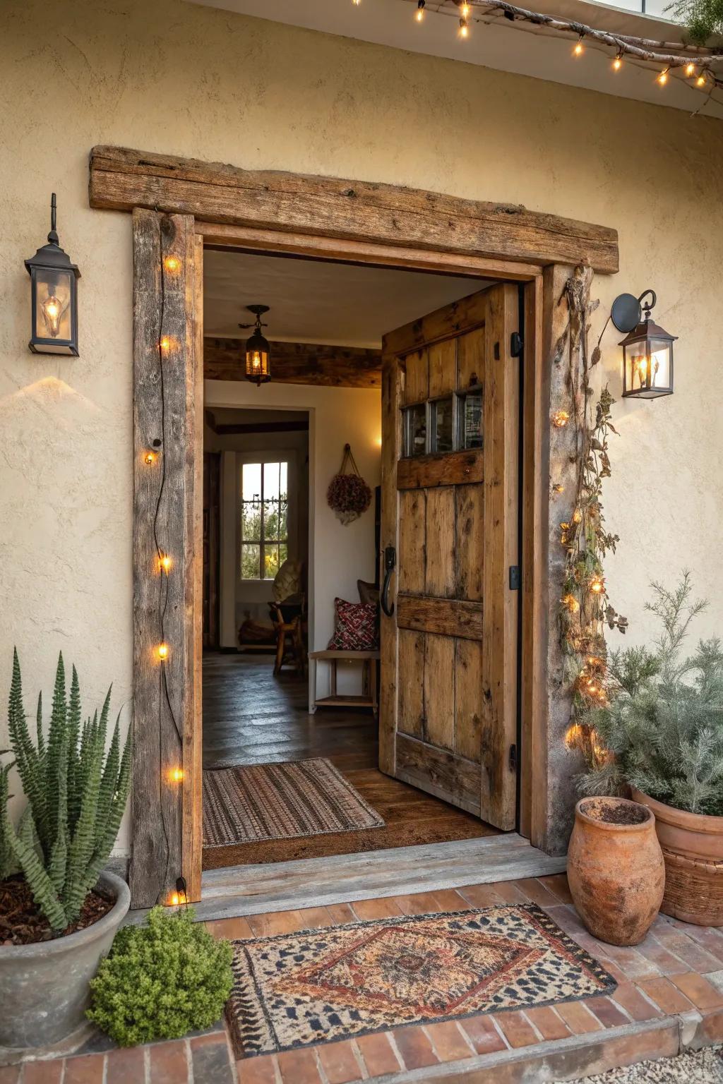 Earthy and cozy doorway casing crafting an intimate passageway atmosphere.