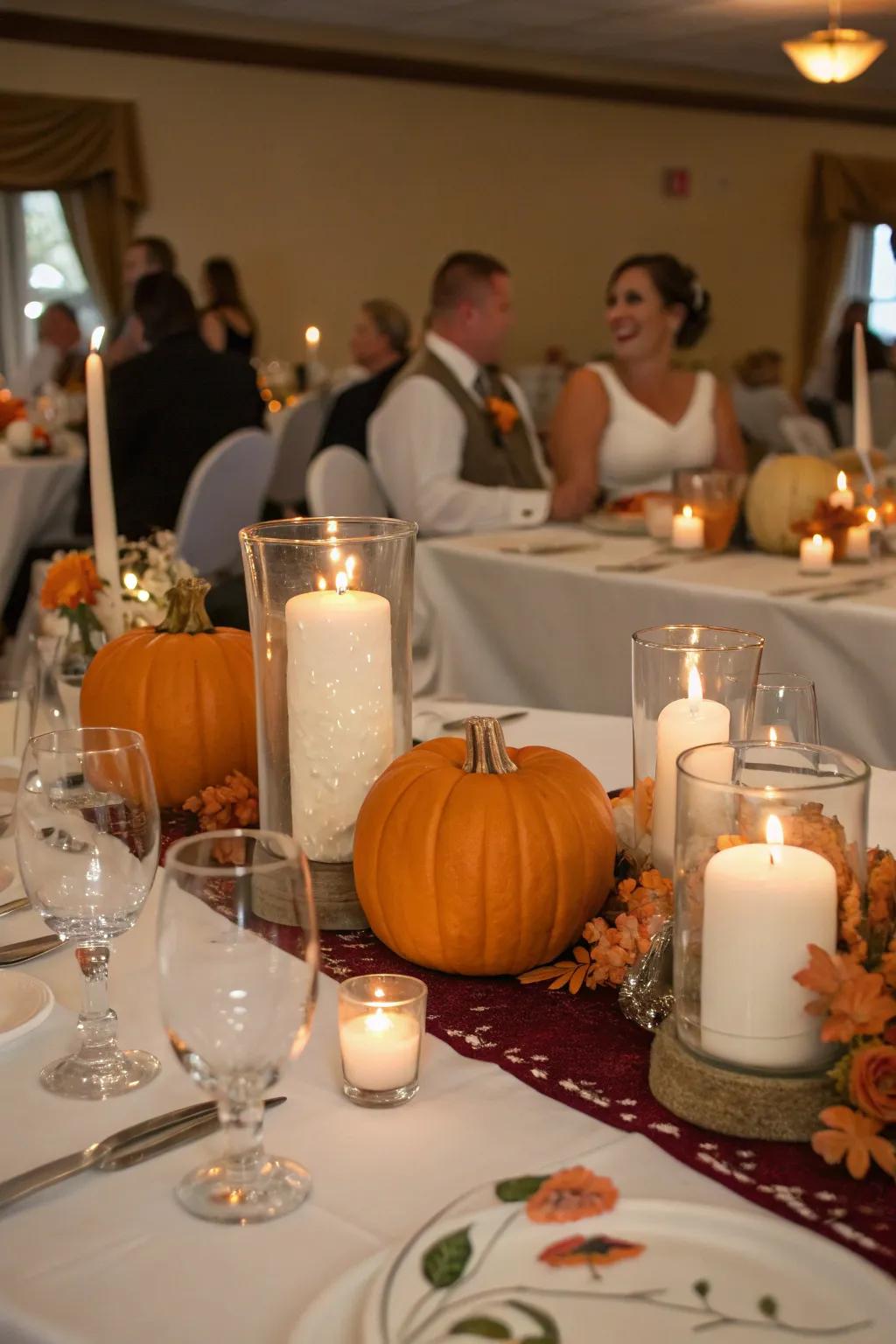 Squash contribute an autumnal nuance to your wedding ornamentation.