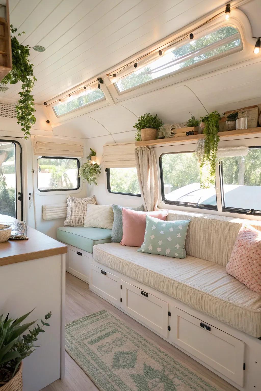 Light hues and tactical lighting establish an open, airy sensation.