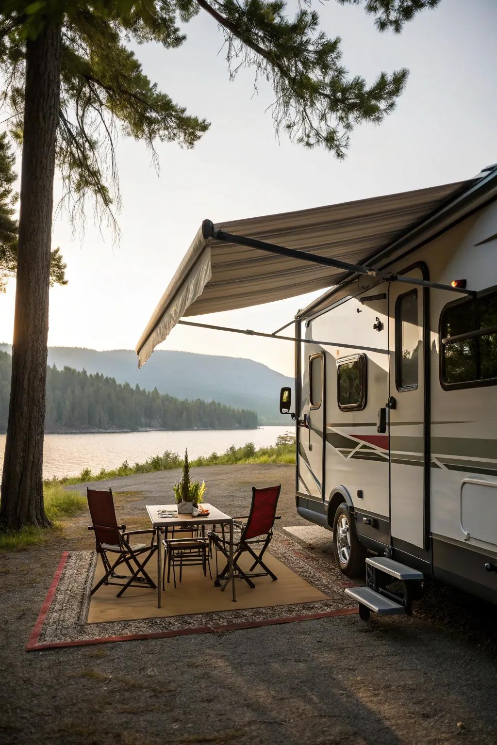 An awning provides shade and expands your living space.