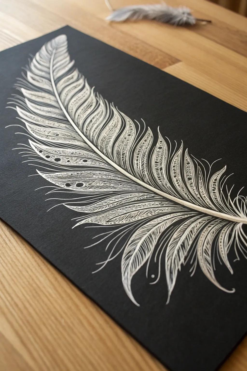 Explore the elegance of high-contrast scratchboard art—where simplicity meets dramatic flair.