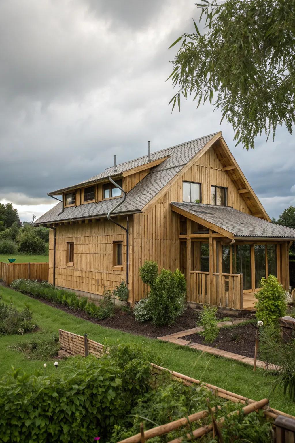 Eco-friendly house featuring a sustainable shed dormer.