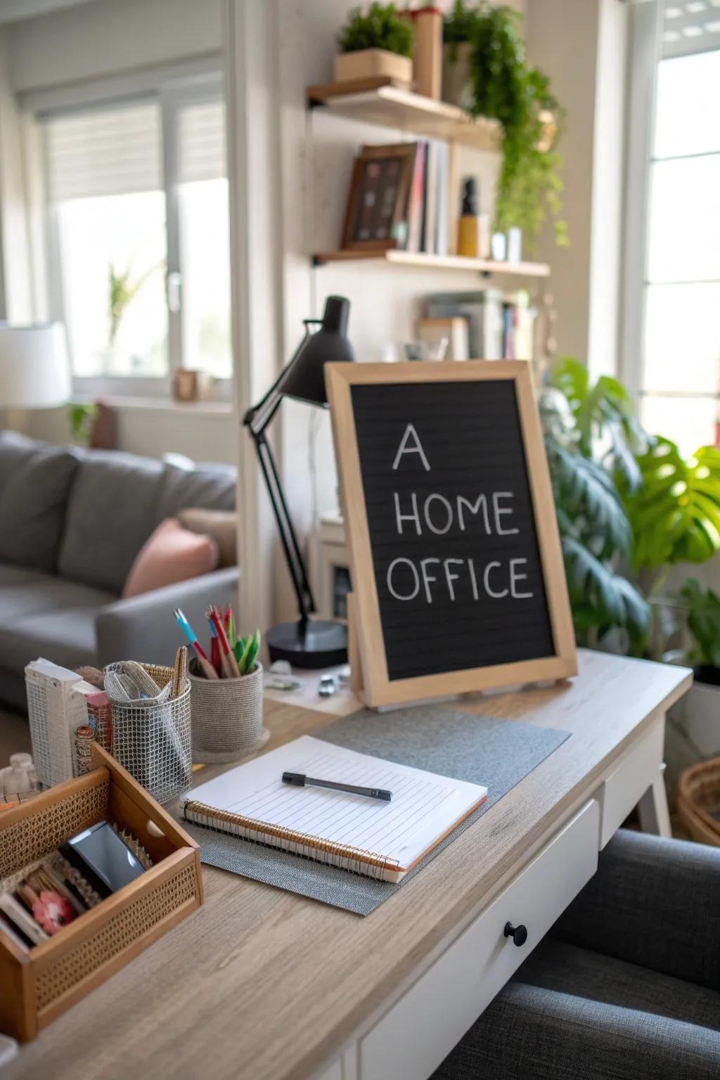 An office chalkboard featuring an inspirational quote.