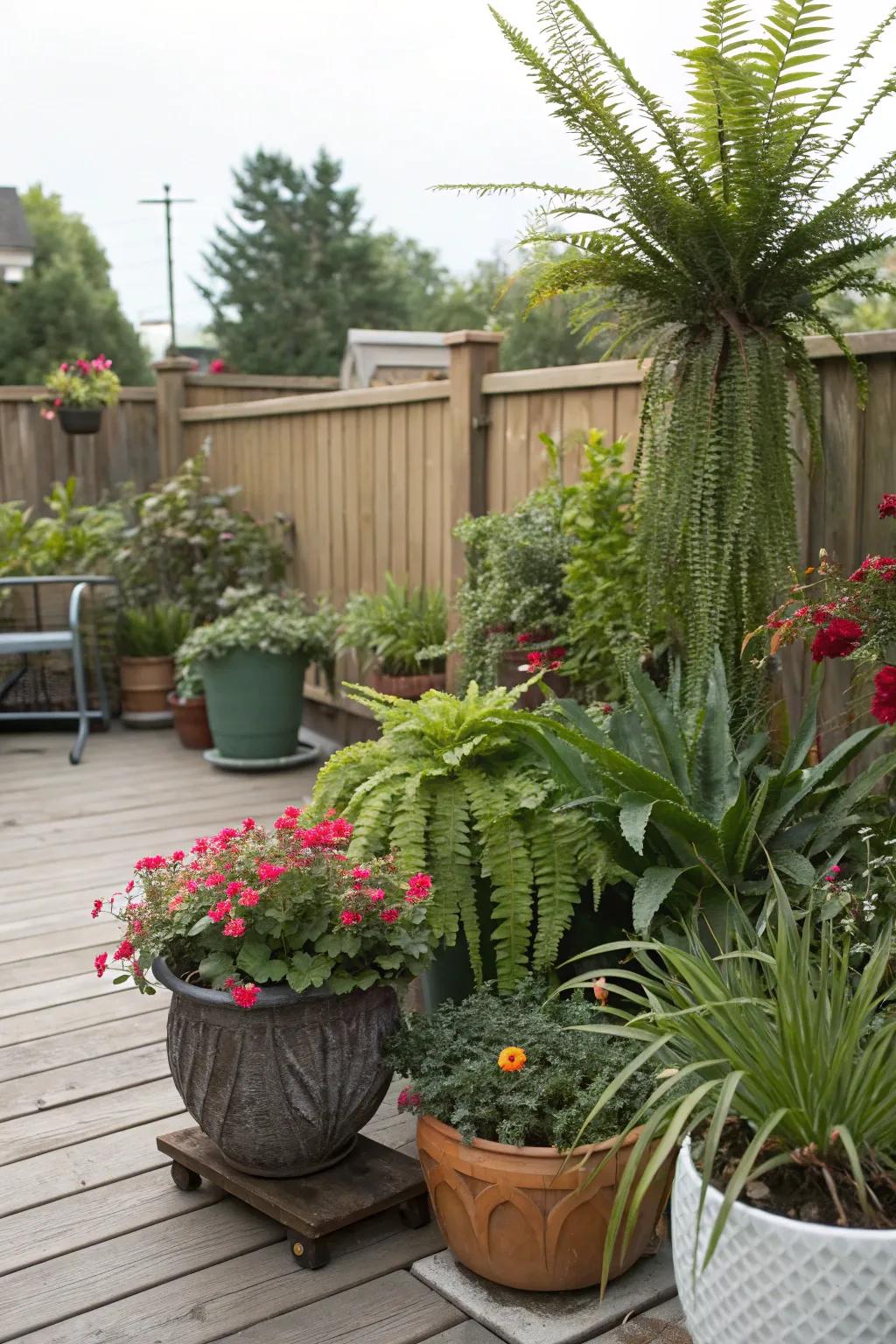 Ornamental flora enlivens your deck with vibrancy and hues.
