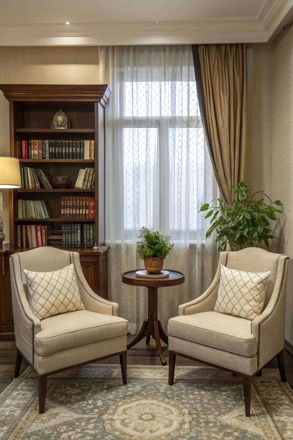 For a sense of serenity and order, use symmetrical design.