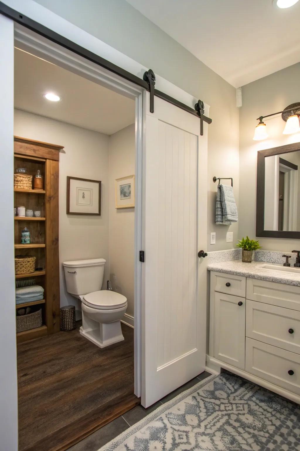 Pocket sliding doors save space by disappearing seamlessly into the wall.