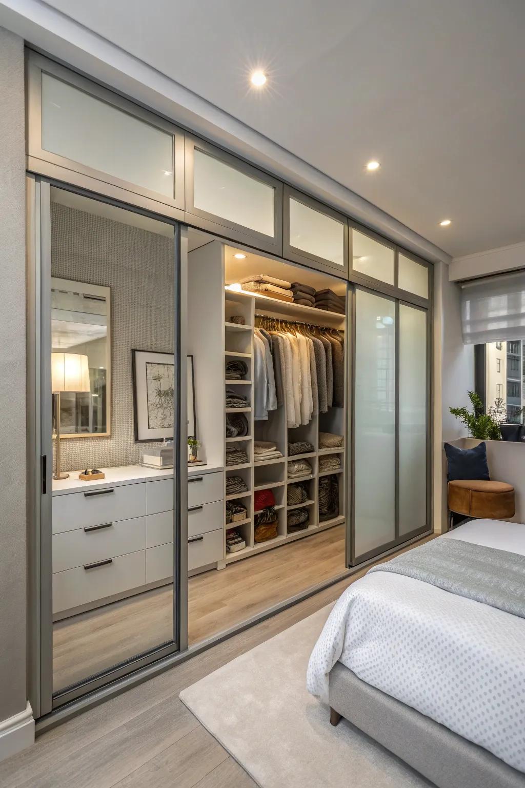 Organized storage for a clutter-reduced area.
