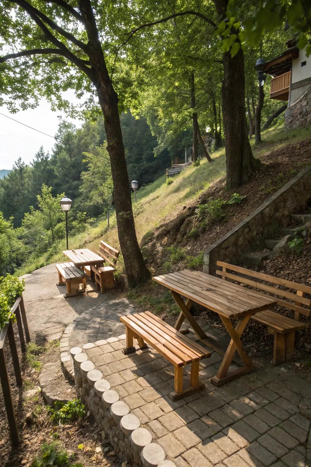 A seating zone welcomes relaxation on any slope.