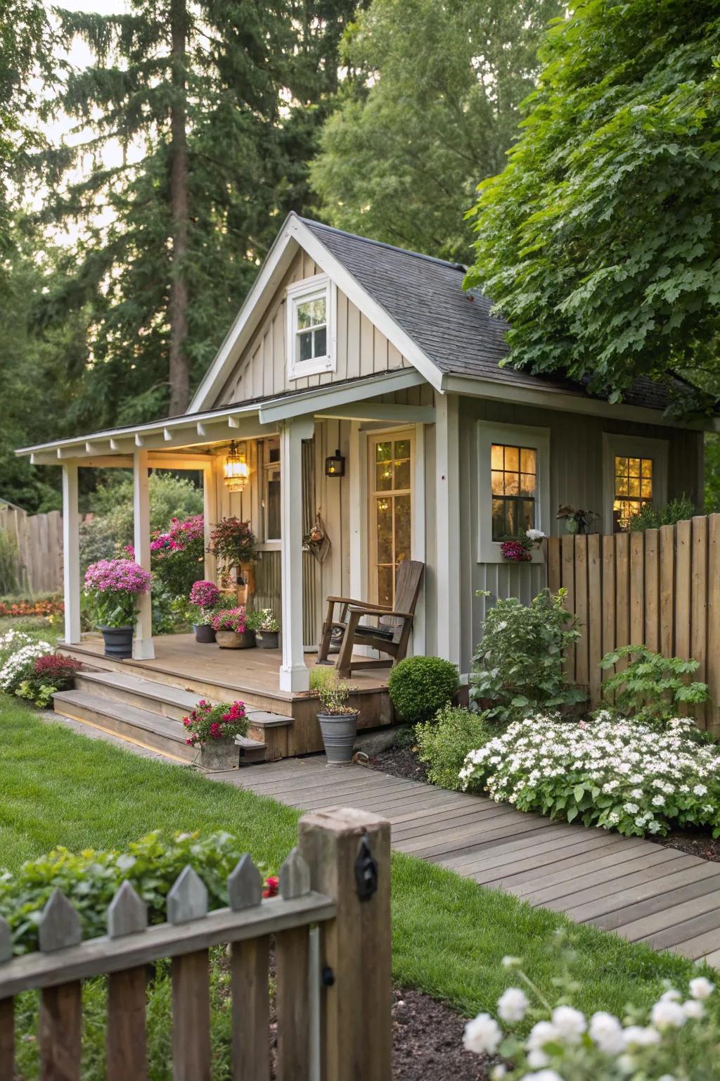 A snug tiny house converted from a barn.
