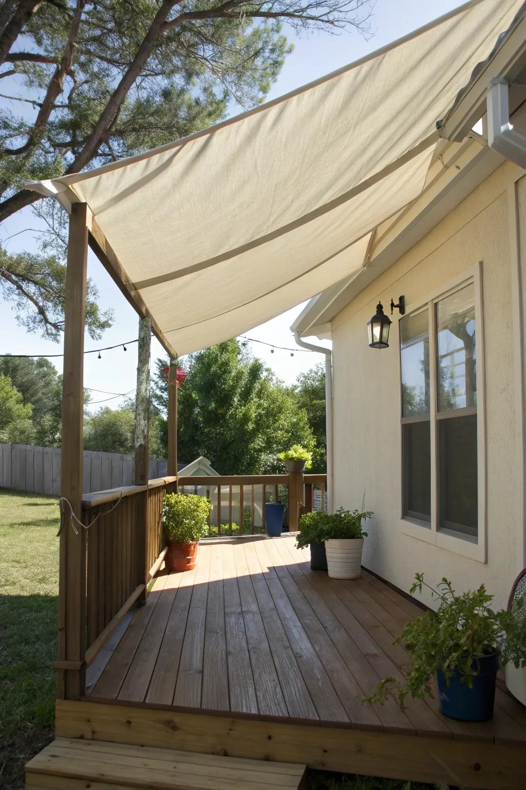 A fabric canopy offers shadow and flair.