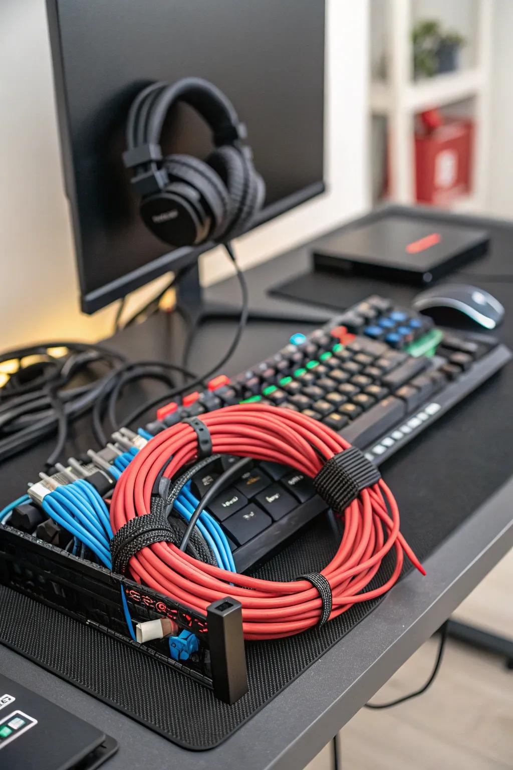 Effective wire management keeps your gaming room tidy.