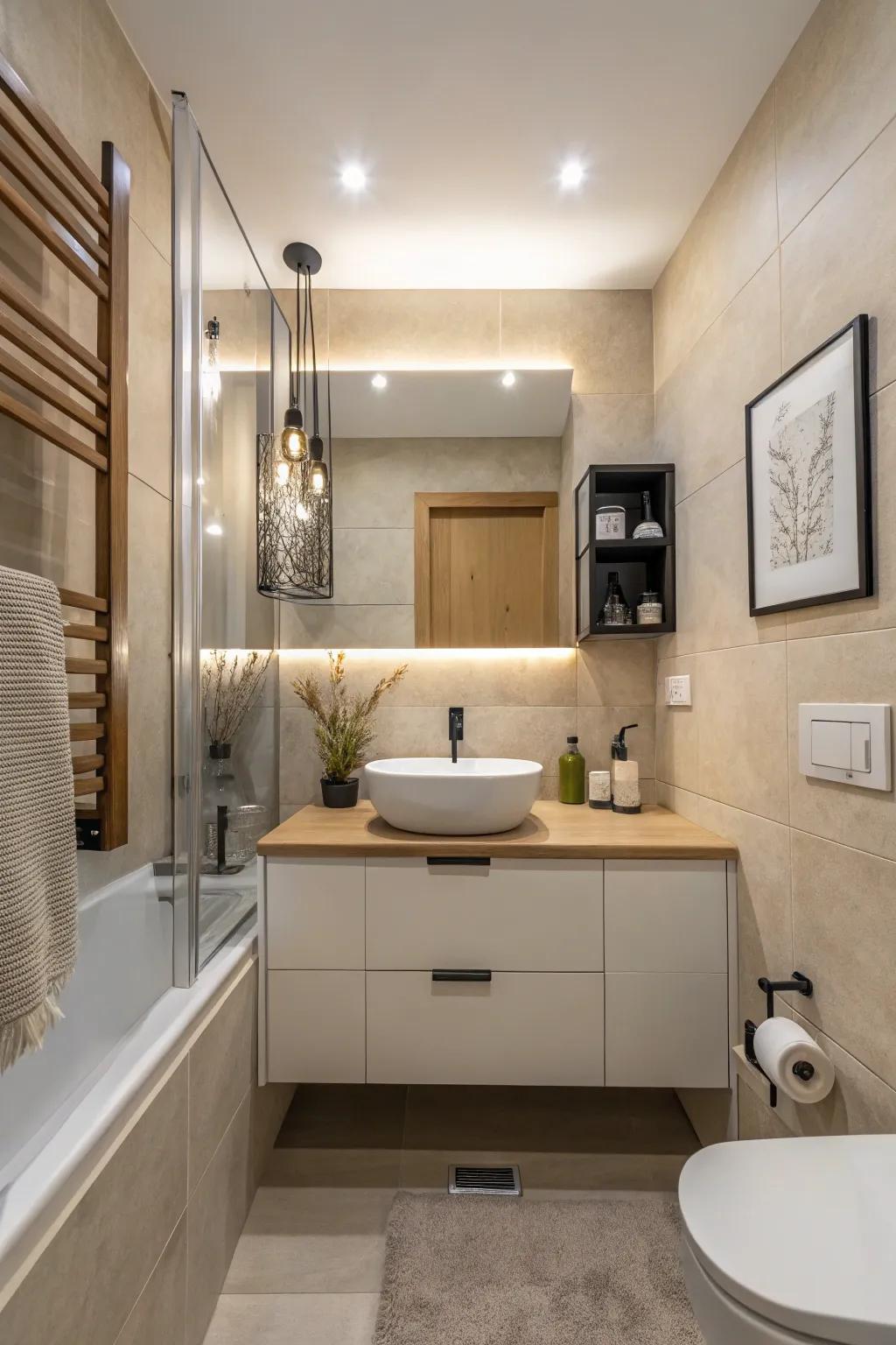 Subtle tones foster a serene and spacious atmosphere.