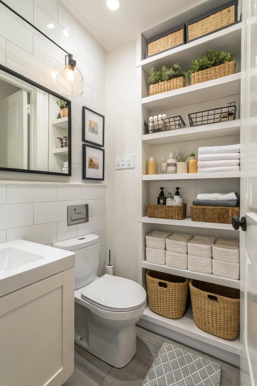 Useful storage keeps the area orderly and fashionable.