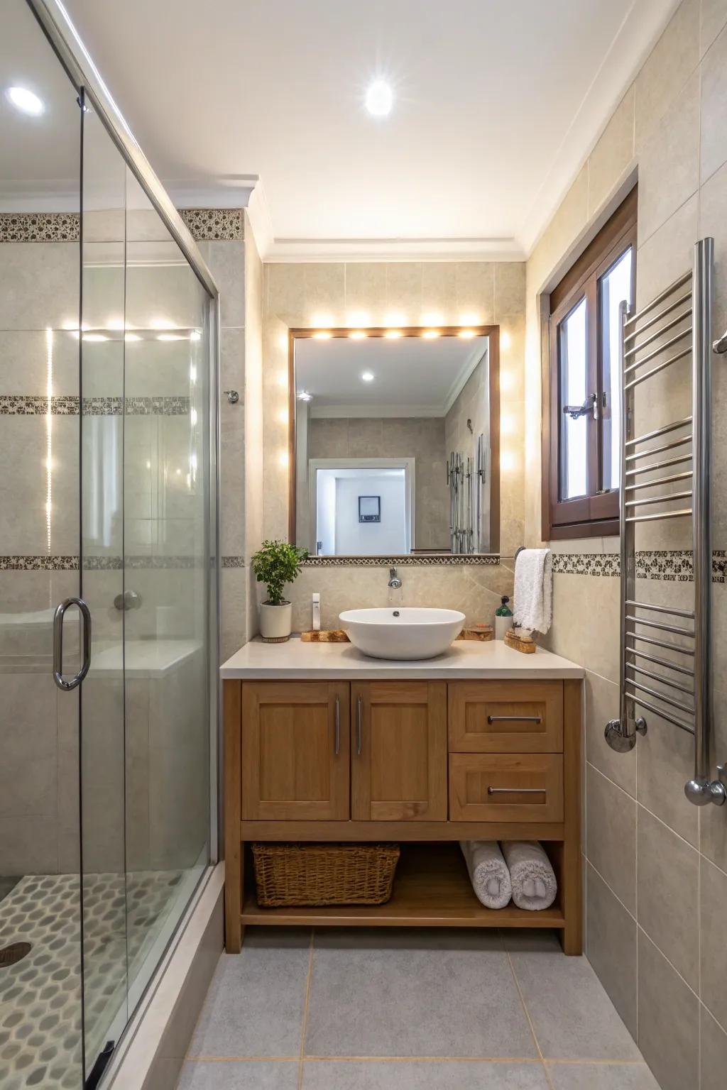 Large mirrors can make small spaces feel more expansive.