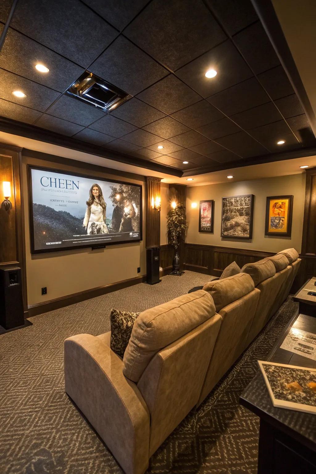 Delight in movie nights in your personal home theater inside the basement.